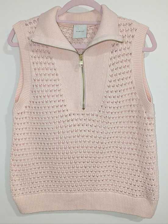 Varley Sweaters - NEW Varley Bains Open-knit Cotton Vest Light Pink